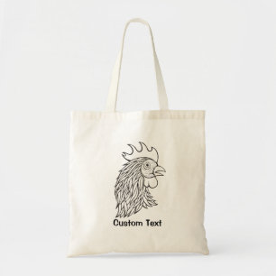 Bolsa Tote Arte da Linha da Cabeça do Rooster