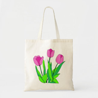 Bolsa Tote Arte da linha de tulipa rosa-plana