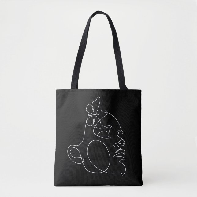 Bolsa Tote Arte da Linha do Rosto da Mulher (Frente)