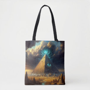 Bolsa Tote Arte da Pirâmide Azul Mística