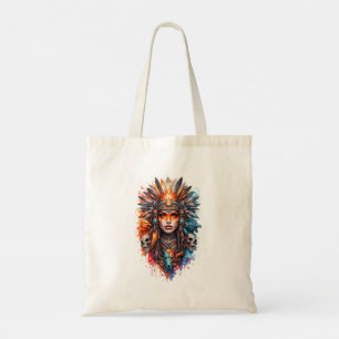 Bolsa Tote Arte da Rainha Guerreira Tribal – Crânio de Adorno