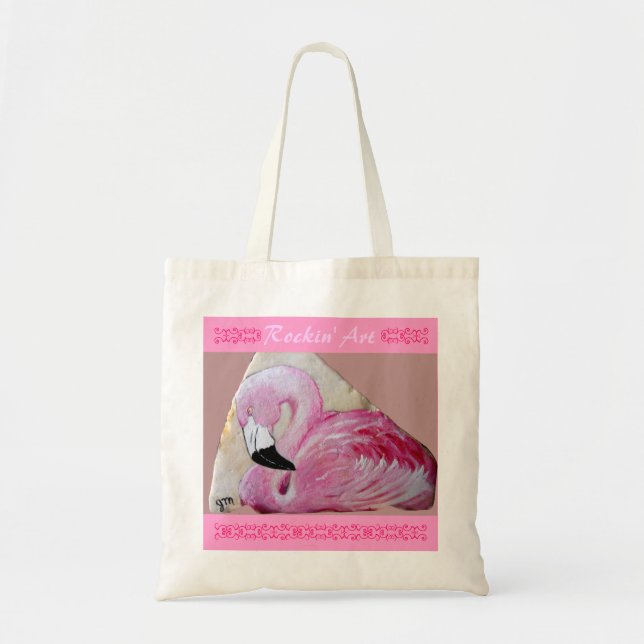Bolsa Tote Arte da rocha do flamingo (Frente)