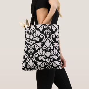 Bolsa Tote Arte Damasco I Creme em Preto