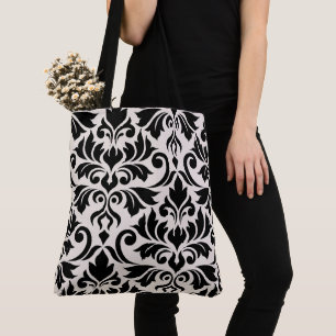 Bolsa Tote Arte Damasco I Preto em Creme