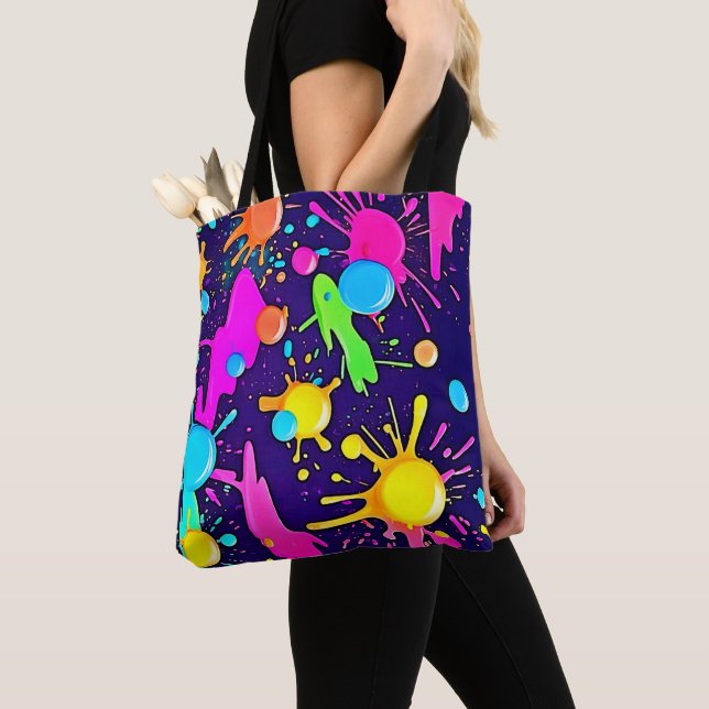 Bolsa Tote Arte de abertura de cores neon (Close Up)