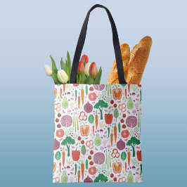 Bolsa Tote Arte de Alimentos Vegetais Mercado de Agricultores
