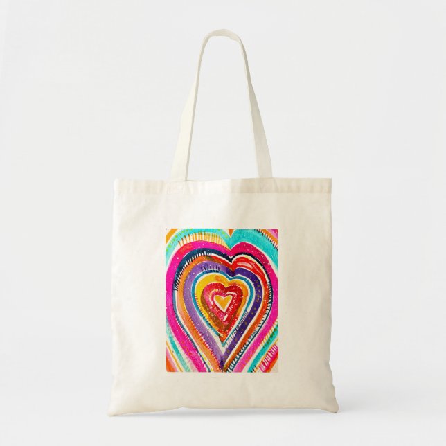 Bolsa Tote Arte de aquarela do Heart Boho (Frente)