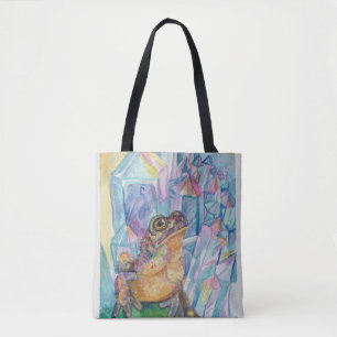 Bolsa Tote Arte de aquarela do Rainbow Geode Toad