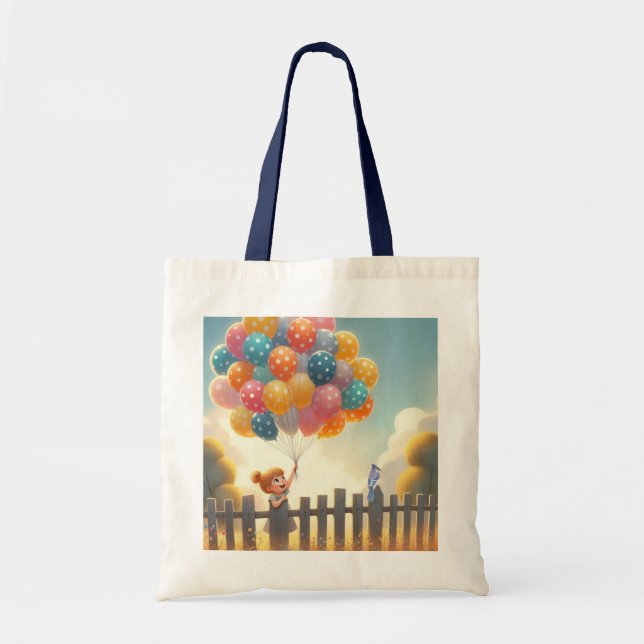 Bolsa Tote Arte de balões brancos/fofinhos (Frente)
