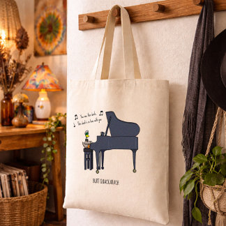 Bolsa Tote Arte de Burt Quackarach Pato Toca Piano Engraçado
