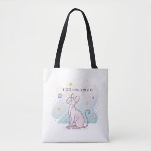 Bolsa Tote Arte de Cabeça Viva do Gato Esfinge do Zodíaco de