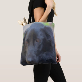 Bolsa Tote Arte de Cachorro Expressiva Preta Labrador