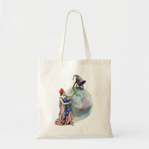 Bolsa Tote Arte de capa de revista patriótica vintage da Lady