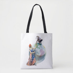 Bolsa Tote Arte de capa de revista patriótica vintage da Lady
