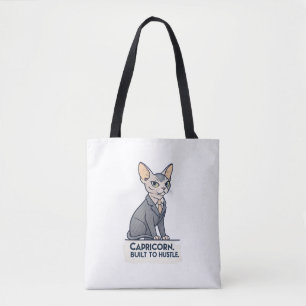 Bolsa Tote Arte de Capricórnio Zodíaco Gato Esfinge Construíd