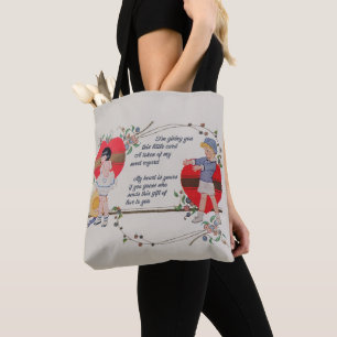 Bolsa Tote Arte de cartão do dia dos namorados vitoriano anti