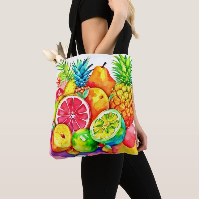 Bolsa Tote Arte de Cartografia de Frutas Tropicais (Close Up)