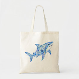 Bolsa Tote Arte de Cerâmica Tema Floral Tubarão