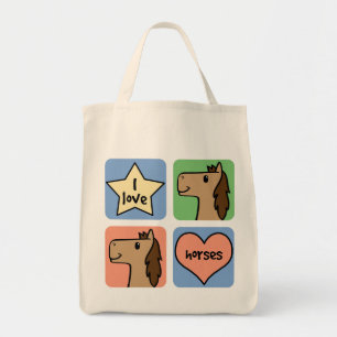 Bolsa Tote Arte de Clip de Desenho Animado Fofo Eu Amo Cavalo