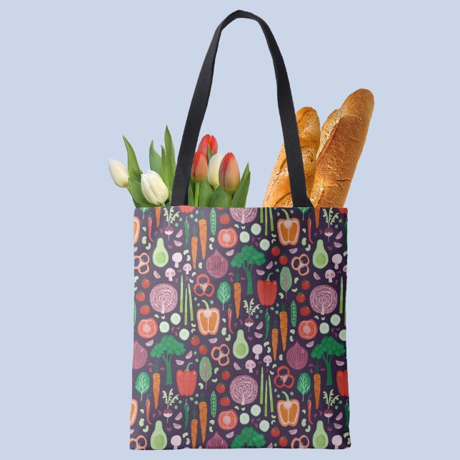 Bolsa Tote Arte de Comida Vegetariana (Fun vegetable pattern tote bag)