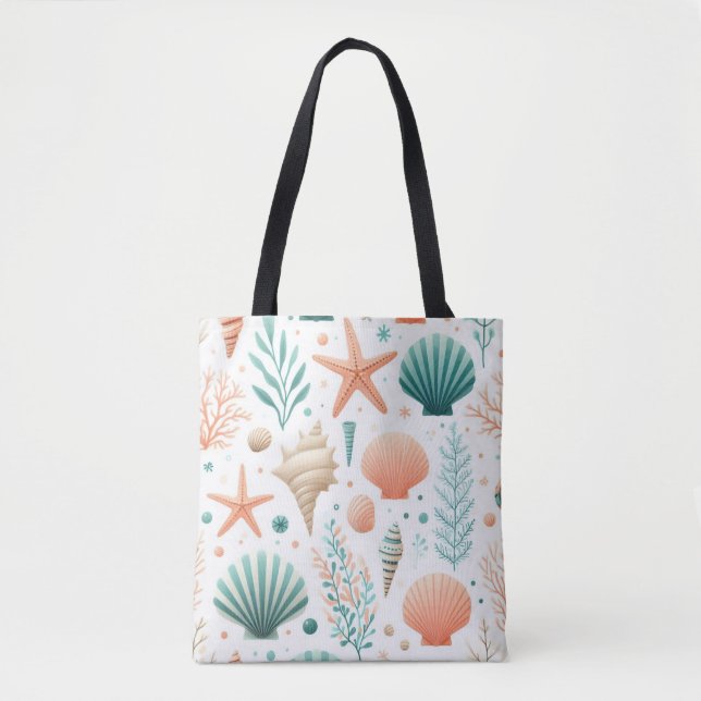 Bolsa Tote Arte de Conchas Costeiras (Frente)