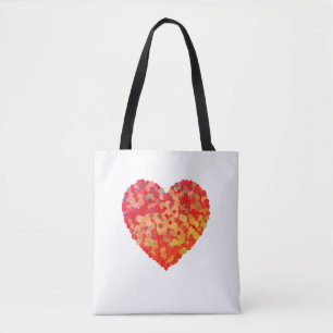Bolsa Tote Arte de Coração Abstrato com Confetes