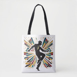 Bolsa Tote Arte de Dança Jazz Retro Colorido Chic Elegante Es