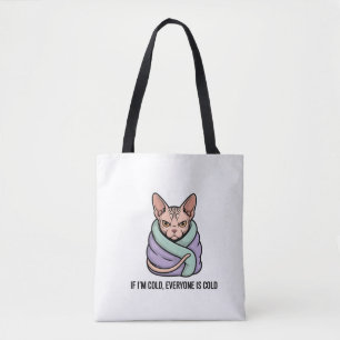 Bolsa Tote Arte de Desenho Animado de Humor Frio com Gato Sph