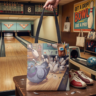 Bolsa Tote Arte de desenho animado engraçada de pombo de boli