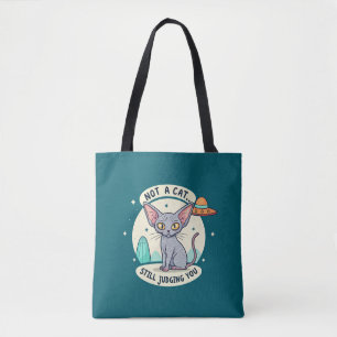 Bolsa Tote Arte de desenho animado sarcástico de gato Sphynx