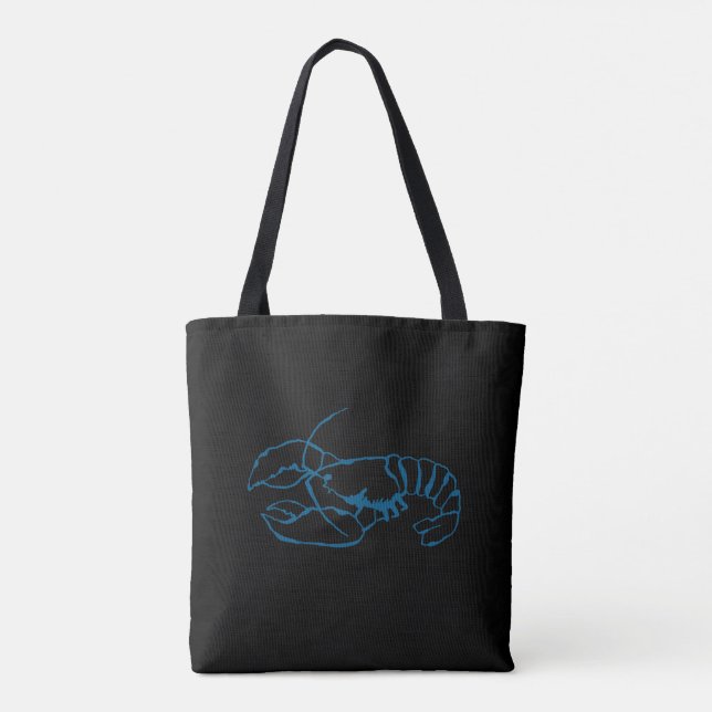 Bolsa Tote Arte de Desenho Simples do Mar de Lagosta Azul (Verso)