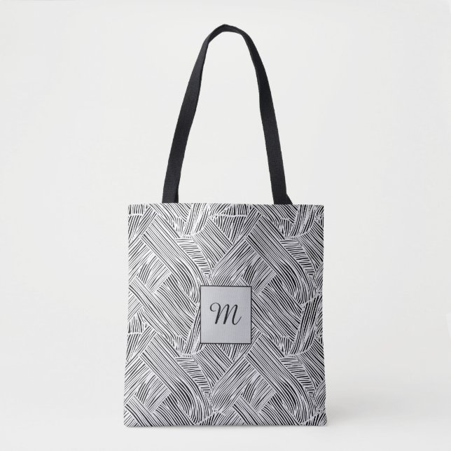 Bolsa Tote Arte de design de padrão de tecelagem  (Frente)