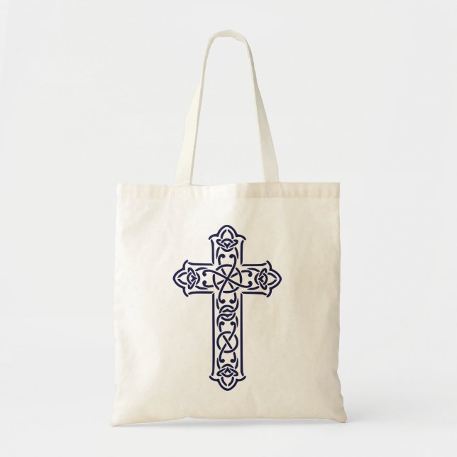 Bolsa Tote Arte de Entrelaçamento Gráfico da Cruz Celta (Frente)