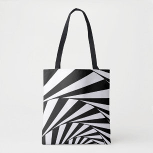 Bolsa Tote Arte de escada em espiral com redemoinho preto e b