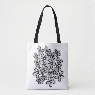 Bolsa Tote Arte De Escuridão Do Flor Preto E Branco