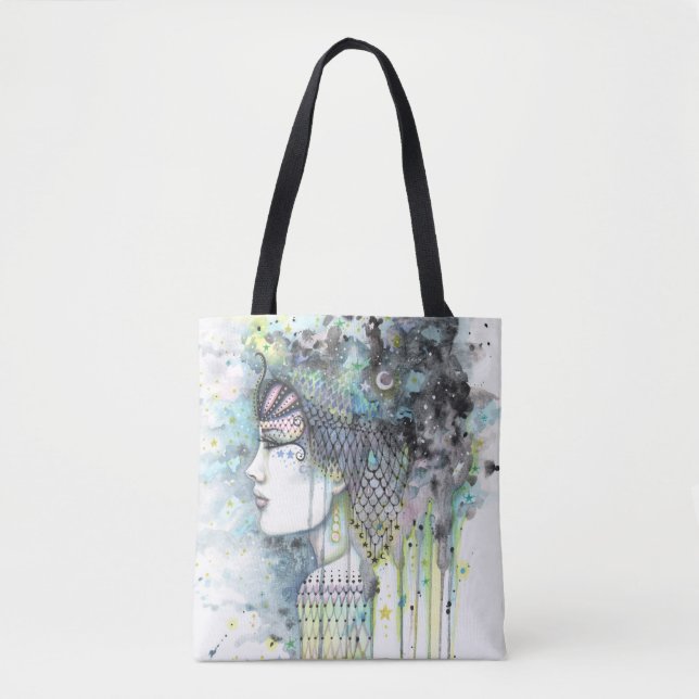 Bolsa Tote Arte de Fantasia Cigana Celestial Estilo Boho (Frente)