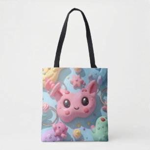 Bolsa Tote Arte de Fantasia de Criatura Kawaii Pastel