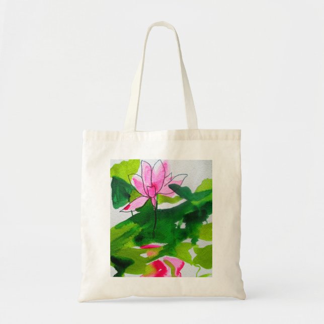 Bolsa Tote Arte de flor de abstrato aquarela aquática (Frente)
