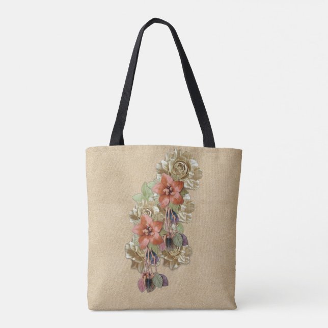 Bolsa Tote Arte de Flor de Couros e Suede (Verso)