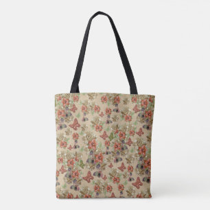 Bolsa Tote Arte de Flor de Couros e Suede