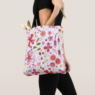Bolsa Tote Arte de Flores de Aquarelas de Jardim Sobrecultiva