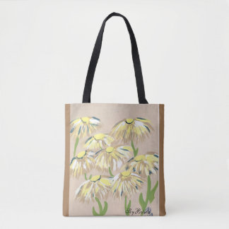 Bolsa Tote arte de flores desbotadas