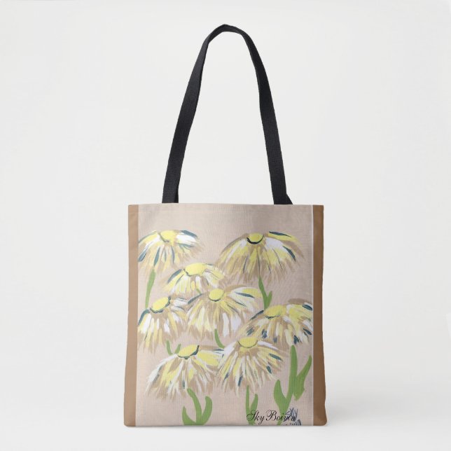 Bolsa Tote arte de flores desbotadas (Frente)