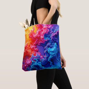 Bolsa Tote Arte de Fusão de Cores Vibrante