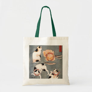 Bolsa Tote Arte de Gato Japonês Vintage