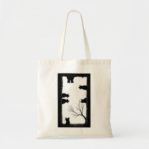 Bolsa Tote Arte de Gatos Pretos Assustadores Espiando de uma