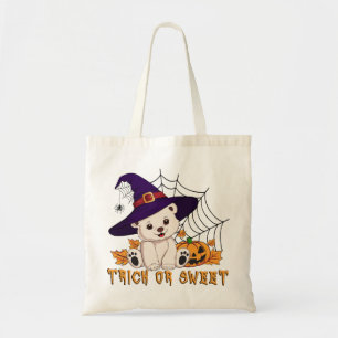 Bolsa Tote Arte de Halloween de Urso Polar Feiticeira Fofa