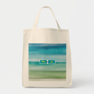 Bolsa Tote Arte de horizonte oceânico abstrato em aquarela co