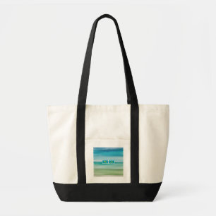Bolsa Tote Arte de horizonte oceânico em aquarela abstrata co