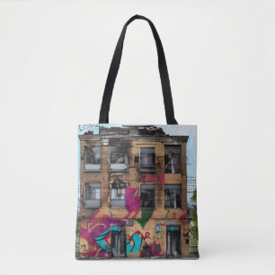 Bolsa Tote Arte de IA Abstrata de Edifício Abandonado